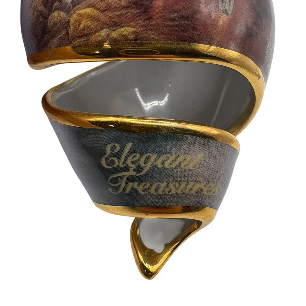 Bradford Exchange Porcelain Spiral W/Gold Horse Ornament 